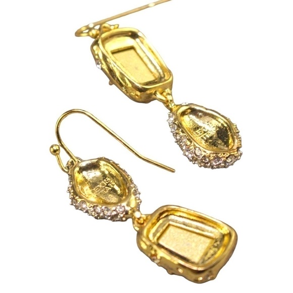 ALEXIS BITTAR Double Drop Mismatched Green Crystal Dangle Earrings - Picture 10 of 12